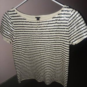 J CREW sequin striped tee